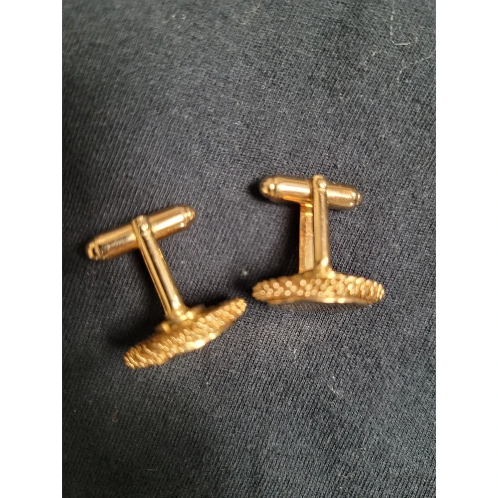 Anson Vintage Gold Tone Round Rope Border Toggle Back‎ Cufflinks Mens Jewelry